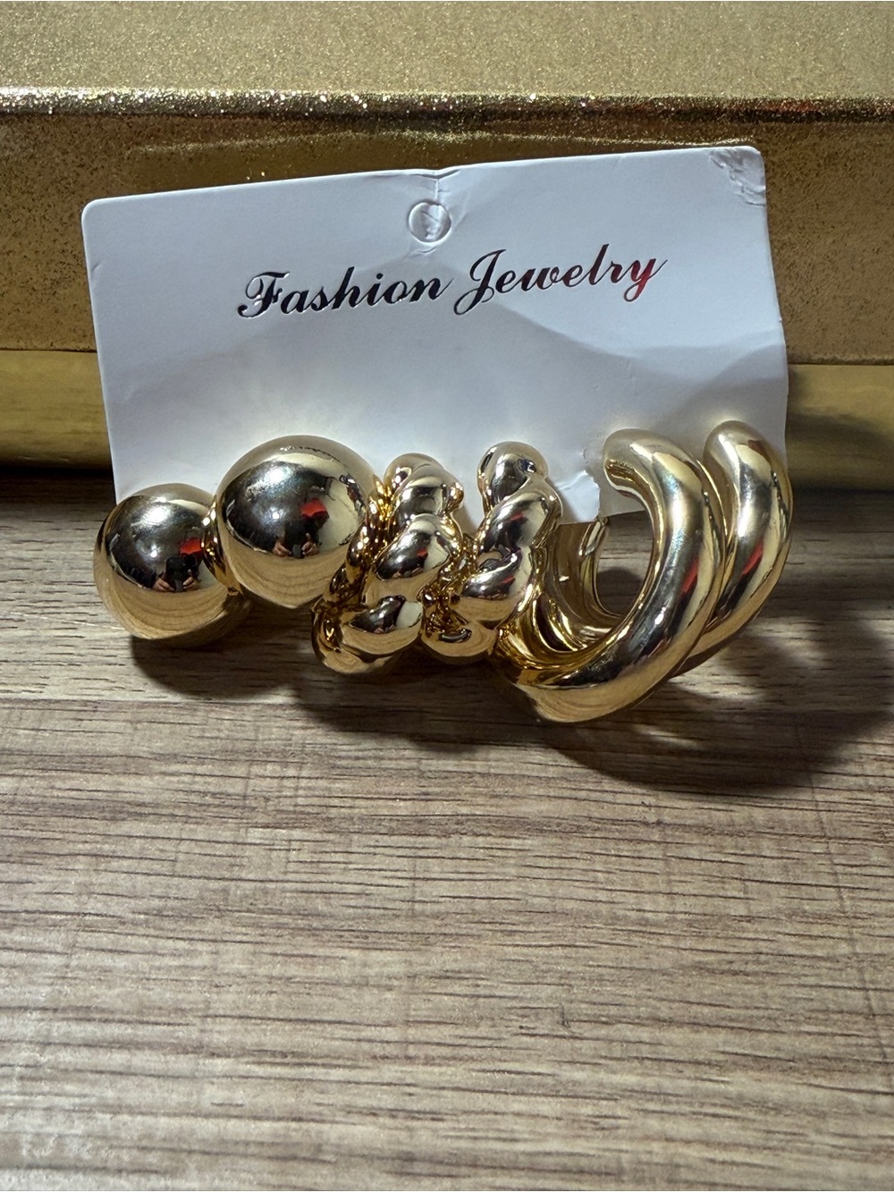 Fashion Jewelry Gold-Tone Chunky Statement Earrings